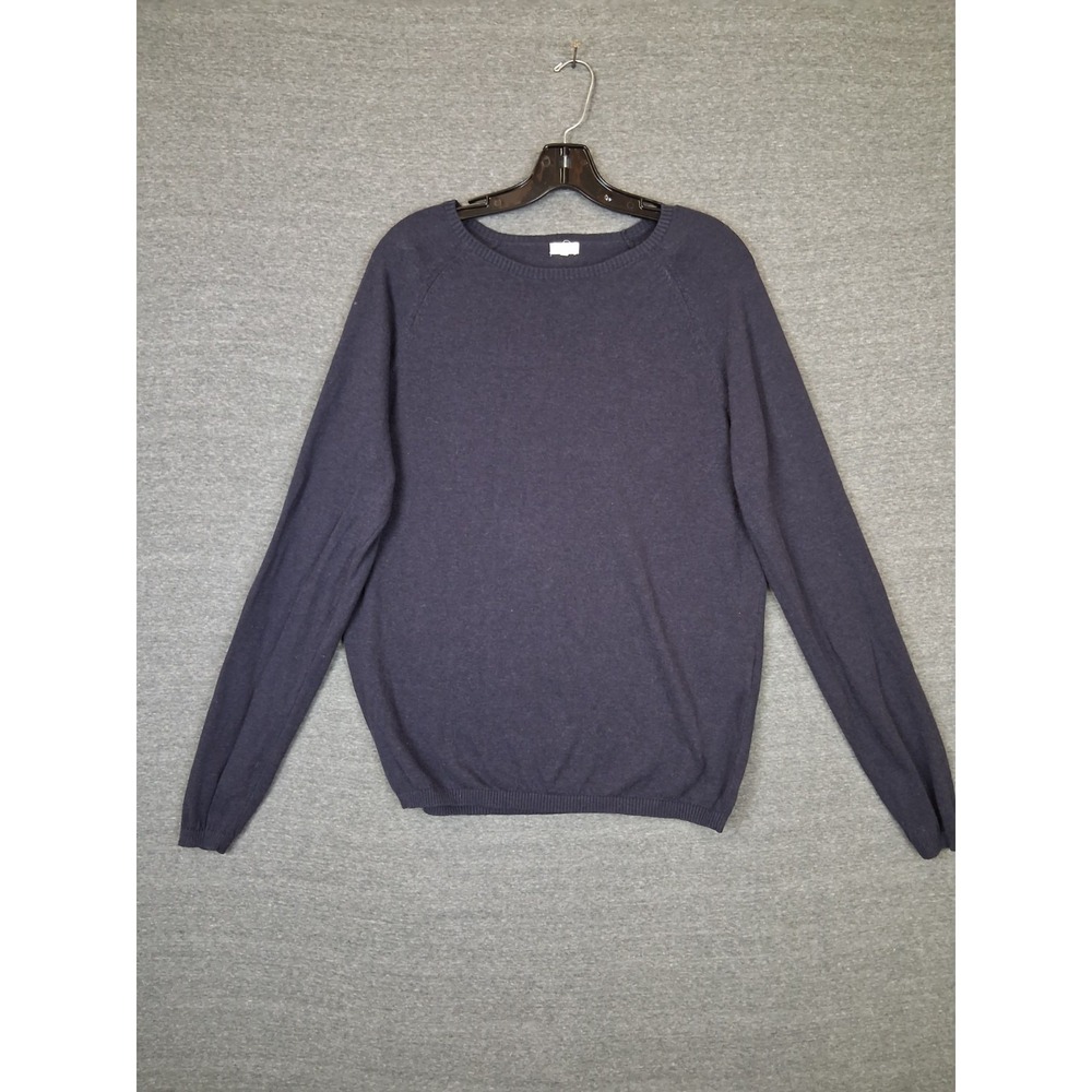SCOUT Mens Sweater Medium Blue Cotton Linen Italian Knit Pullover Lightweight‎
